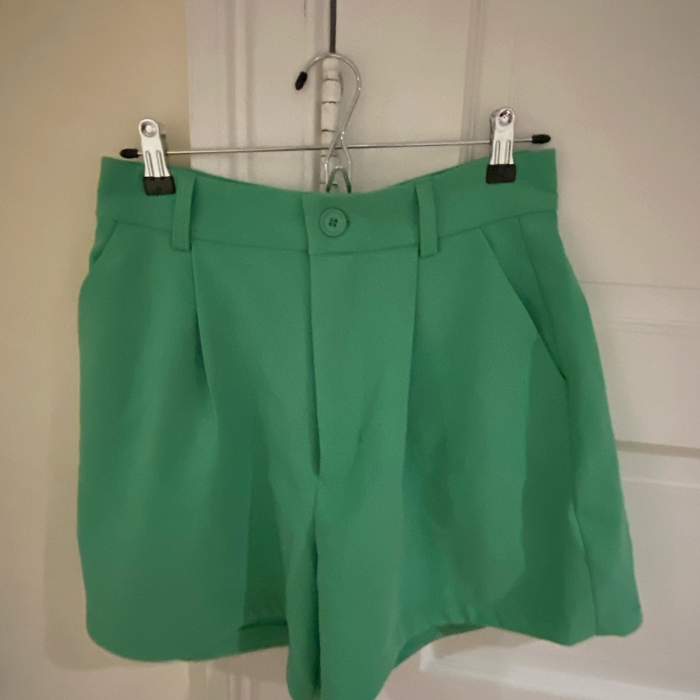 Danielle Bernstein / We Wore What green trouser shorts